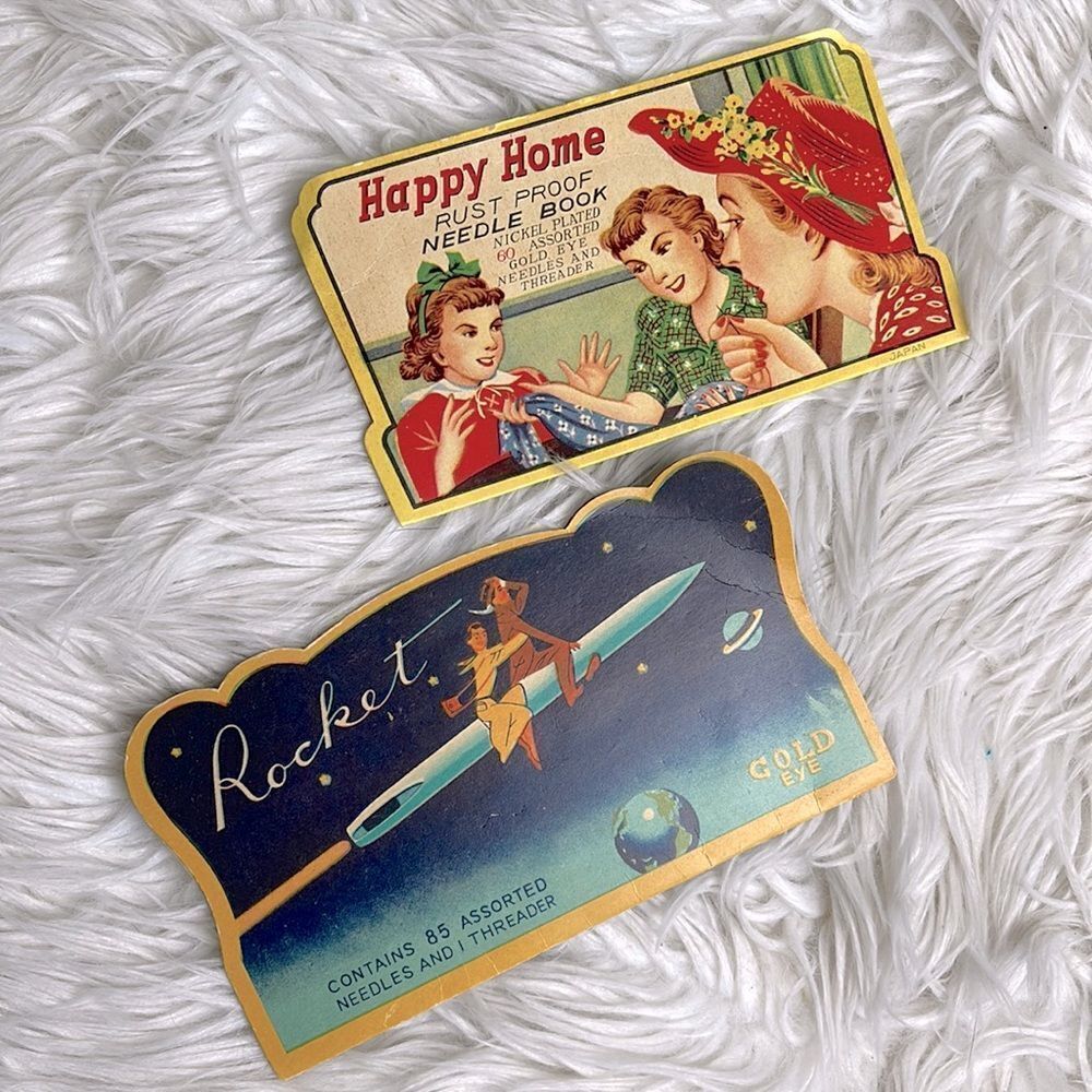 Vintage Sewing Needle Books with Needles